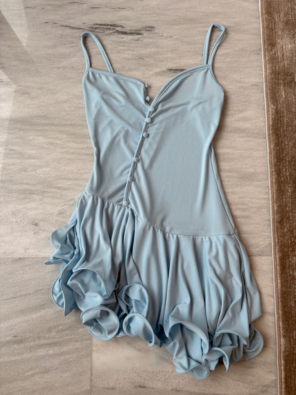 Light Blue Tiered Ruffle Slip Dress
